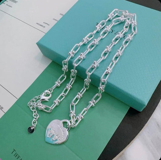 Tiff & Co Blue Heart Necklace