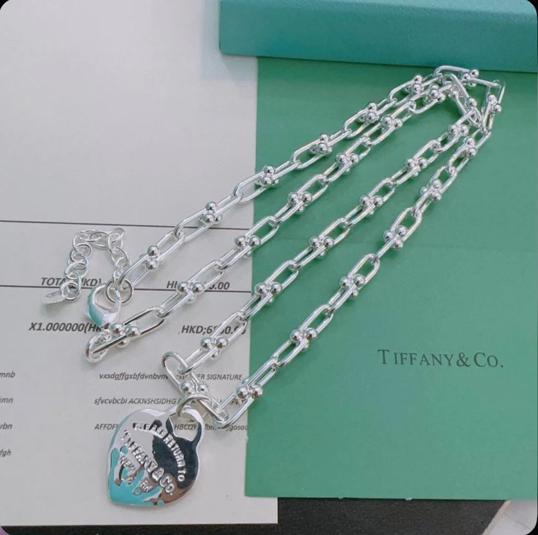 Tiff & Co Blue Heart Necklace
