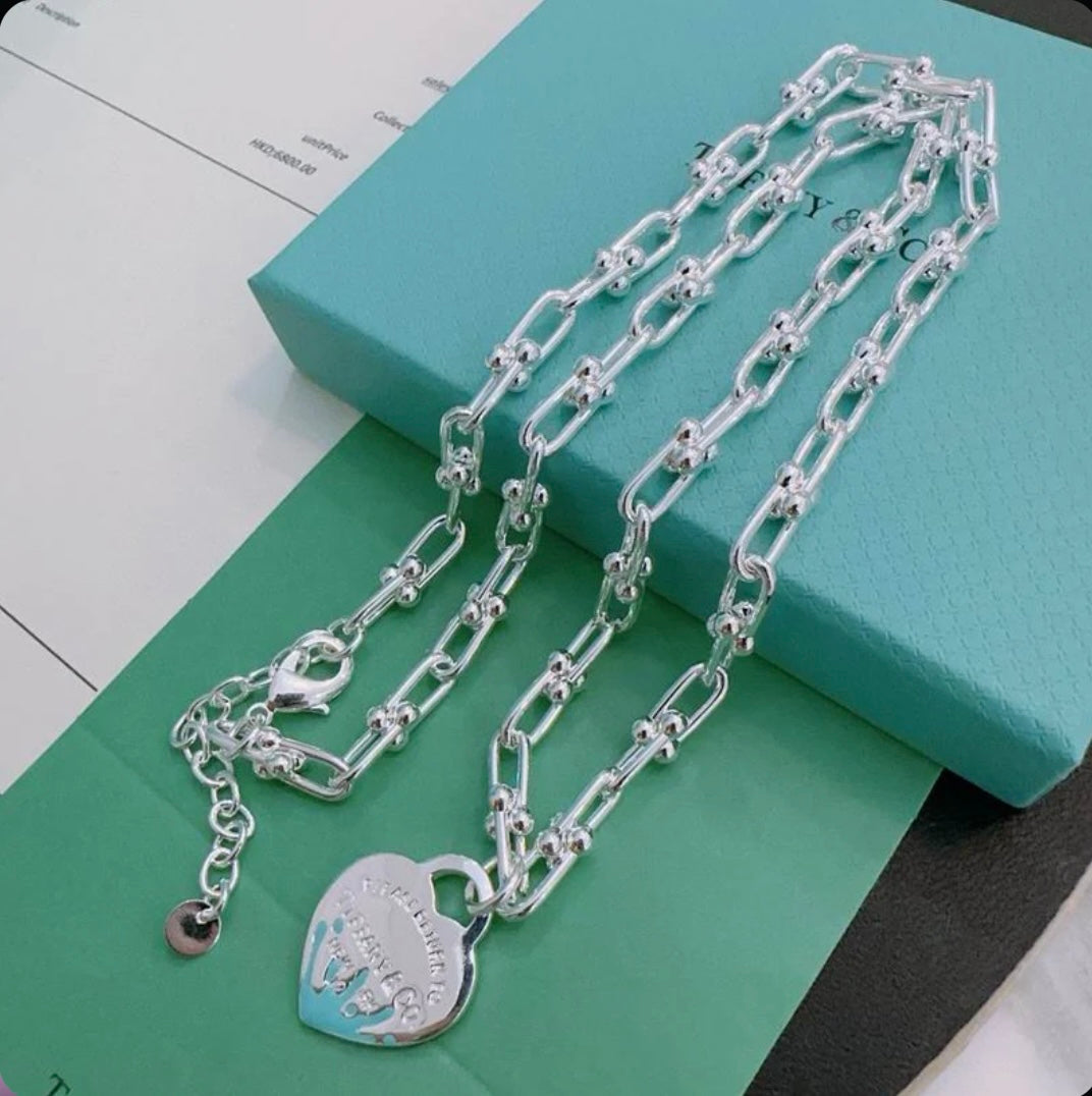 Tiff & Co Blue Heart Necklace